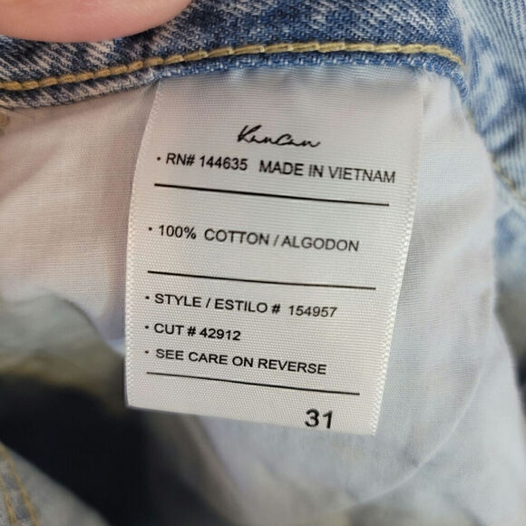 KANCAN HIGH RISE DISTRESSED BOYFRIEND LIGHT WASH JEANS, SZ 31x28 - Picture 10 of 15